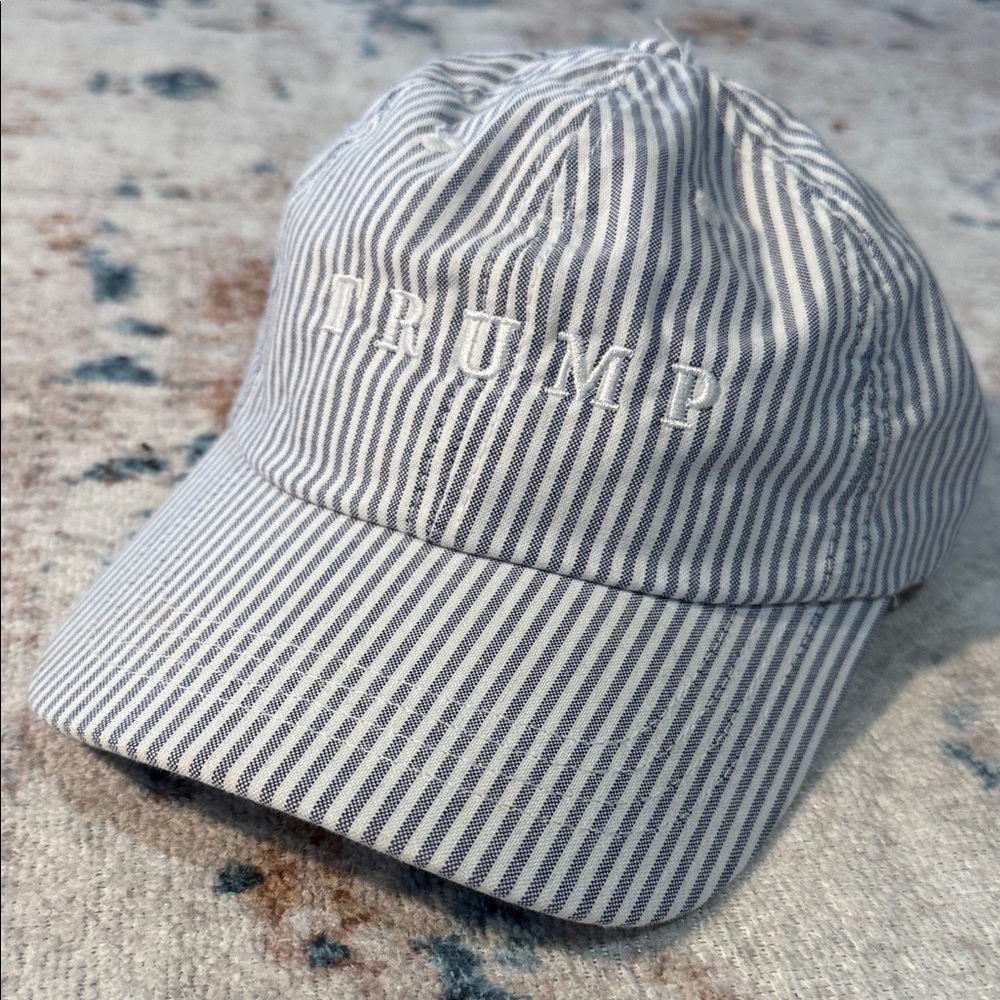Striped Blue and White Trump Cap